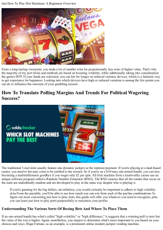 just how to play slot machines a beginners