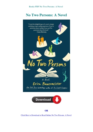 Books PDF No Two Persons A Novel