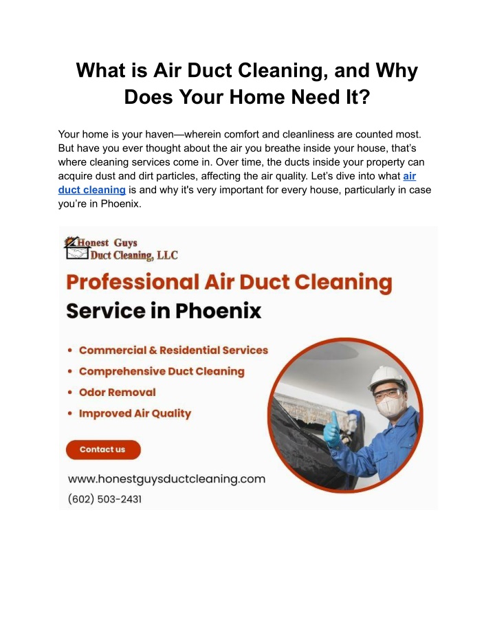 what is air duct cleaning and why does your home