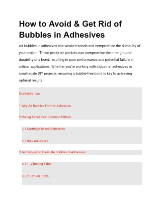 How to Avoid & Get Rid of Bubbles in Adhesives