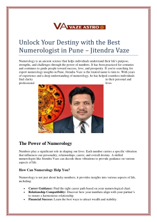 Unlock Your Destiny with the Best Numerologist in Pune – Jitendra Vaze