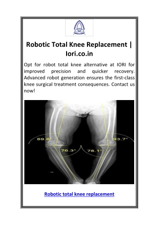 robotic total knee replacement iori co in