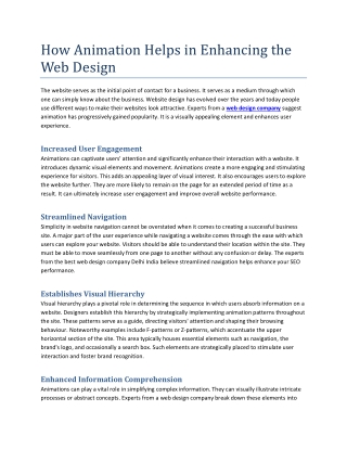 How Animation Helps in Enhancing the Web Design