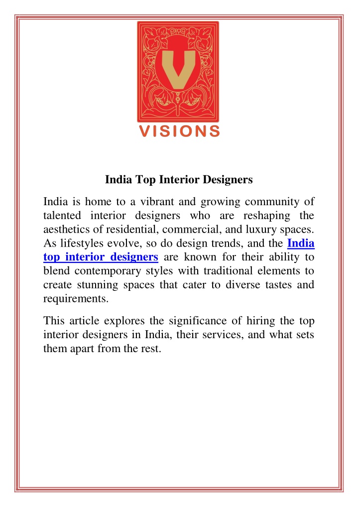 india top interior designers