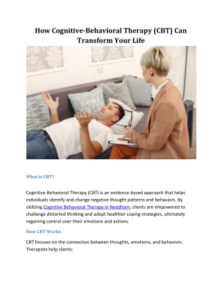 How Cognitive-Behavioral Therapy (CBT) Can Transform Your Life