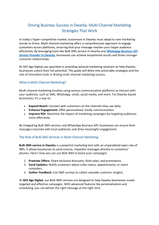 Driving Business Success in Dwarka: Multi-Channel Marketing Strategies That Work