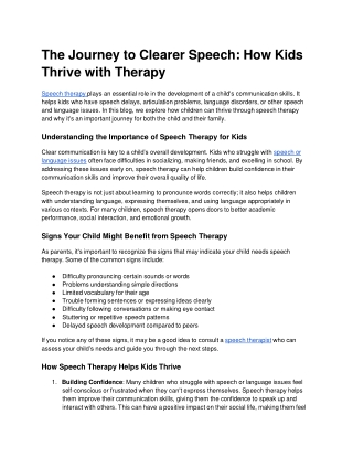 The Journey to Clearer Speech_ How Kids Thrive with Therapy