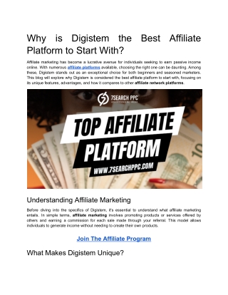 Why is Digistem the Best Affiliate Platform to Start With?