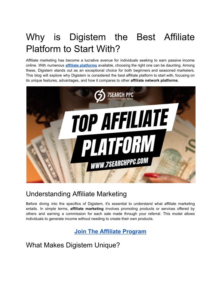 why is digistem the best affiliate platform