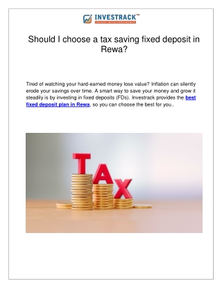 Should I choose a tax saving fixed deposit in Rewa