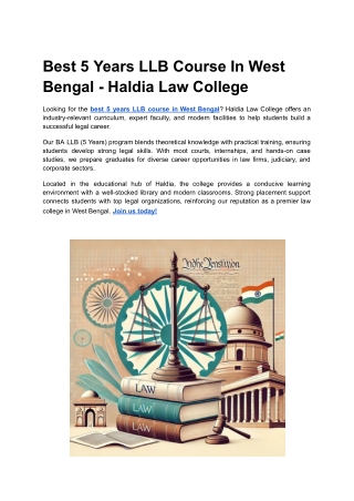 Best 5 Years LLB Course In West Bengal - Haldia Law College