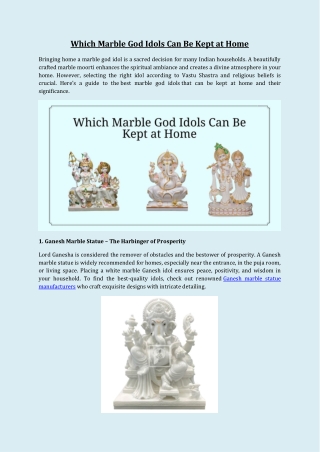 Which Marble God Idols Can Be Kept at Home