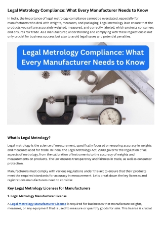 Legal Metrology Compliance What Every Manufacturer Needs to Know