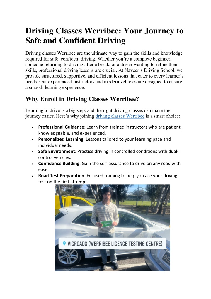 driving classes werribee your journey to safe