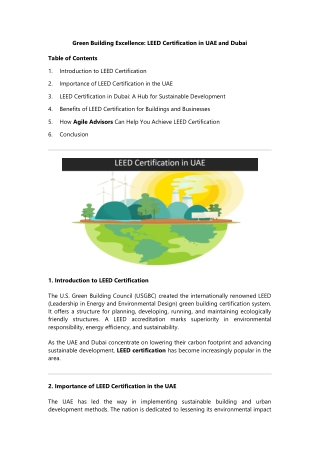 Green Building Excellence: LEED Certification in UAE and Dubai