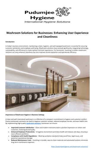 washroom solutions for businesses enhancing user