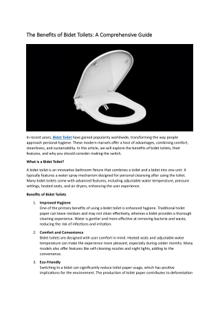 Bidet Toilet