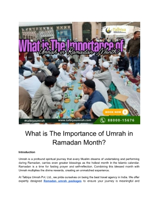 What is The Importance of Umrah in Ramadan Month