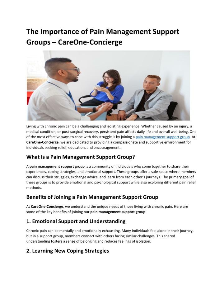 the importance of pain management support groups