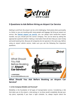 5 Questions to Ask Before Hiring an Airport Car Service