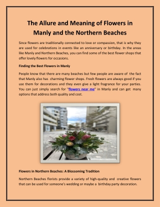 The Allure and Meaning of Flowers in Manly and the Northern Beaches