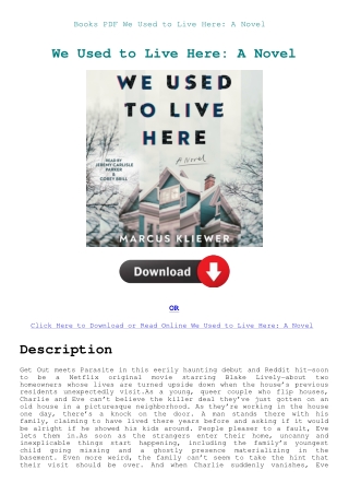 Books PDF We Used to Live Here A Novel