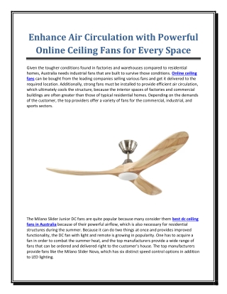 Enhance Air Circulation with Powerful Online Ceiling Fans for Every Space