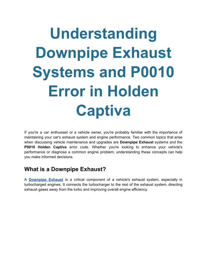 understanding downpipe exhaust systems and p0010