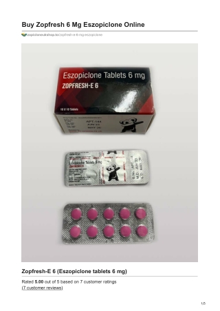 Buy Zopfresh 6 Mg Eszopiclone Online
