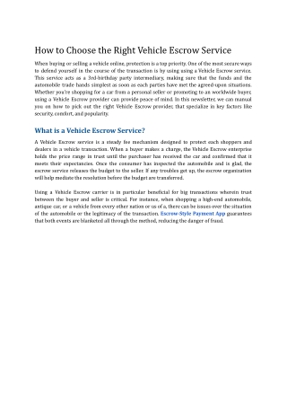 how to choose the right vehicle escrow service