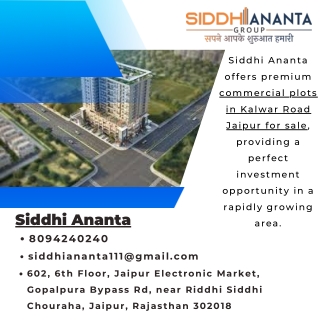 Commercial Plots in Kalwar Road Jaipur for Sale – Siddhi Ananta