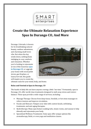 Create the Ultimate Relaxation Experience: Spas In Durango CO, And More