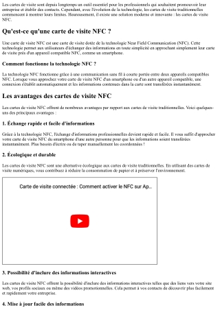 Simplifiez vos échanges professionnels grâce aux cartes de visite NFC