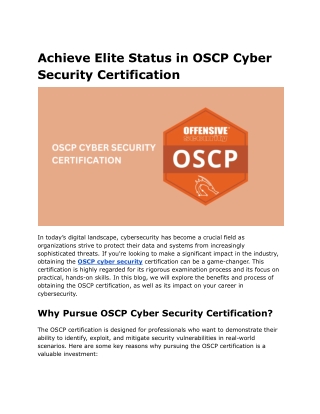 achieve elite status in oscp cyber security