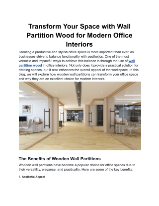 Elegant Wooden Wall Partitions for a Natural Look