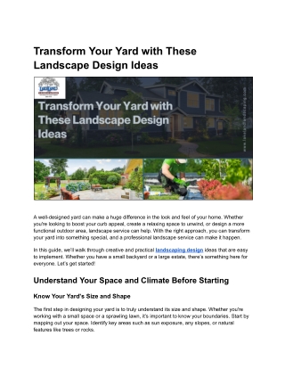 Transform Your Yard with These Landscape Design Ideas