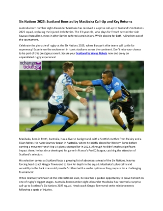 Scotland Boosted by Masibaka Call-Up and Key Returns