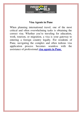 Visa Agents in Pune