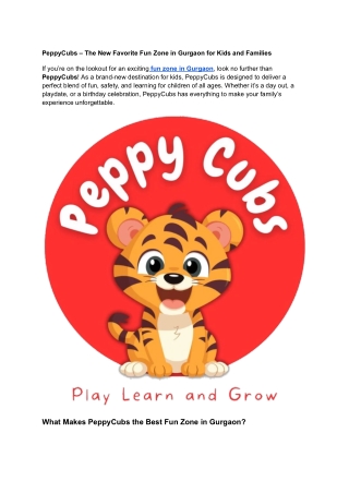 The New Favorite Fun Zone in Gurgaon Peppy Cubs