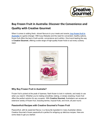 Buy Frozen Fruit in Australia_ Discover the Convenience and Quality with Creative Gourmet