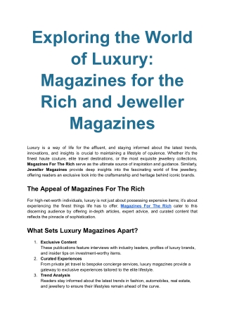 Get Updated Luxury Magazine With Latest News