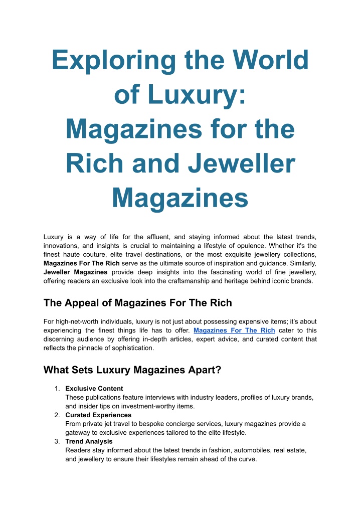 exploring the world of luxury magazines