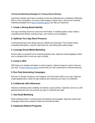 10 Essential Marketing Strategies for Fantasy Sports Startups