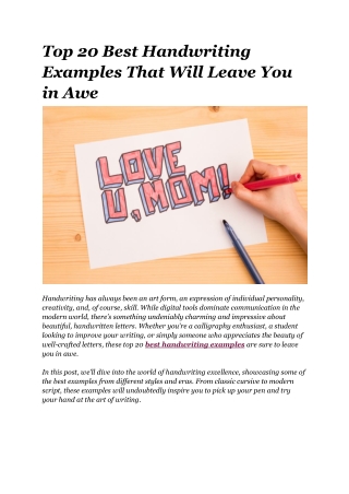 Top 20 Best Handwriting Examples That Will Leave You in Awe