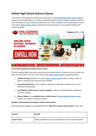 online high school science classes