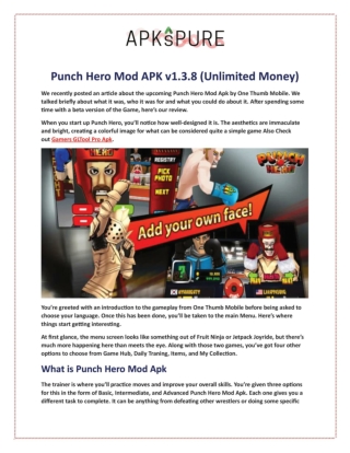 Punch Hero Mod APK v1.3.8 (Unlimited Money)