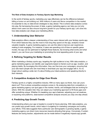 The Role of Data Analytics in Fantasy Sports App Marketing