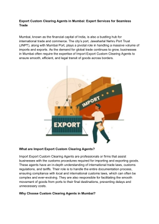 export custom clearing agents in mumbai expert