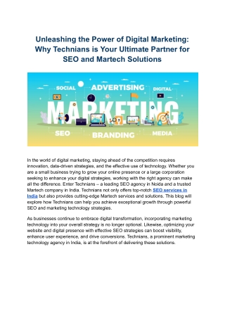 Unlock the Power of Innovation with Technians' Martech Services