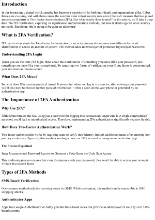 2FA Verification: What You Need to Know for Enhanced Security